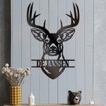 Gepersonaliseerde Hertenkop Metalen Wanddecoratie Hertengewei Naambord Boerderijdecoratie Housewarmingcadeau voor Jagers Boeren Hertenliefhebbers