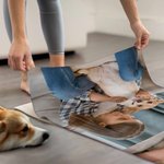 Personalized Pets Photo Yoga Towel with Name Birthday Gift for Fitness Yoga Lovers Women