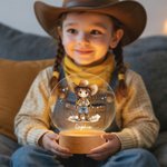 Personalisierte niedliche Cowgirl LED-Nachtlicht mit Namen und hölzerne Basis Kinderzimmer Dekoration Geburtstag Weihnachten Geschenk für Mädchen