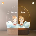 Personalisiertes Cartoon Figur Tier Ovales LED-Nachtlicht mit Namen Sternzeichen und Holzsockel Geburtstag Weihnachten Geschenk für Kinder