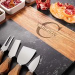 Personalized Engraved Name Acacia Marble 11 pcs Cutting Board Coaster Set with Ceramic Bowl Wooden Spoon Housewarming Gift for Family Friend