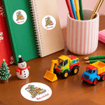Personalizado lindo dinosaurio vehículos de construcción a prueba de agua pegatinas con nombre de regalo decoración de la fiesta de Navidad para los niños amantes de los dinosaurios