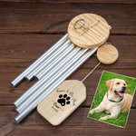 Personalised Dog Cat Paw Print Wood Wind Chime with Text Name and Date Memorial Sympathy Pet Loss Gift for Pet Owner