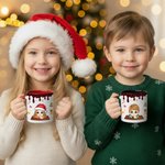 Personalised Christmas Costume Cartoon Kid 11 oz Ceramic Coffee Mug with Name Daily Use Christmas Gift for Boys Girls