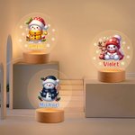 Personalisierte Schneeflocke niedlichen Schneemann Weihnachten LED-Nachtlicht mit Namen und hölzernen Basis Weihnachtsgeschenk für Kinder