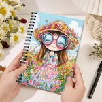 Henkilökohtainen Quirky Flower Girl Monivärinen A5 Spiral muistikirja nimi ja 120 vuoratut sivut Päivittäinen käyttö Travel Syntymäpäivälahja tytöille