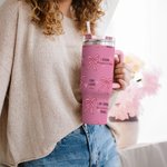 Personalisierte Multi-Color Coquette Bogen gesegnete Worte der Bibel 40oz Becher mit Text und Stroh Inspirational Geburtstagsgeschenk für sie