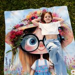 Gepersonaliseerde Cartoon Eigenzinnige Flower Girl Zachte Deken met Naam Home Decor Dagelijks Gebruik Verjaardagscadeau voor Meisjes