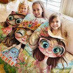 Gepersonaliseerde Cartoon Eigenzinnige Flower Girl Zachte Deken met Naam Home Decor Dagelijks Gebruik Verjaardagscadeau voor Meisjes
