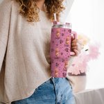 Personligt färgglatt husdjursfoto och tass 40 oz livsmedelsgodkänt rostfritt stålglas med namn Födelsedagspresent för hundkatt husdjursälskare