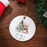 Personalised Watercolor Hand-Drawn Style Dog Christmas Tree Ornament with Name Tree Decor First Christmas Gift for Dog Lover Owner
