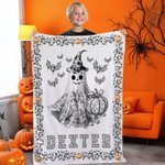 Personlig Toile De Jouy Ghost Pumpkin Mjuk plädfilt med namn Trick or Treat Halloween Party Present till barn