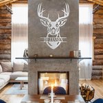 Gepersonaliseerde Hertenkop Metalen Wanddecoratie Hertengewei Naambord Boerderijdecoratie Housewarmingcadeau voor Jagers Boeren Hertenliefhebbers
