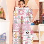 Personalized Cute Christmas Nutcracker Soft Throw Blanket with Name Home Decor Birthday Christmas Gift for Kid Girl