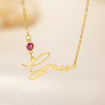 Personalised Elegant Name Birthstone Necklace Dainty Jewellery Birthday Anniversary Gift for Women