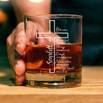 Personalised Cross Positive Bible Verse 10 oz Rock Whiskey Glass with Name Daily Use Birthday Gift for Christians