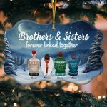 Personalized Brother And Sister Forever Linked Together Irregular Shape Ceramic Ornament with 2-9 Names Christmas Memorial Gift for Family
