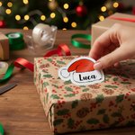 Gepersonaliseerde Leuke Kerstmuts Waterdichte Stickers met Naam Cadeaudecoratie Kerstbedankjes Festivalcadeautjes voor Familie en Vrienden