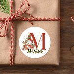 Personalized Christmas Tree Snowman Initial Set of 2 Waterproof Stickers with Name Christmas Party Favors for Kids Family Friends