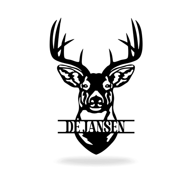 Gepersonaliseerde Hertenkop Metalen Wanddecoratie Hertengewei Naambord Boerderijdecoratie Housewarmingcadeau voor Jagers Boeren Hertenliefhebbers