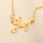 Personalised Elegant Name Birthstone Necklace Dainty Jewellery Birthday Anniversary Gift for Women