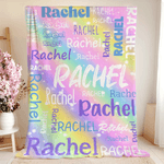 Personalized Colorful Gradient  Soft Throw Blanket with Name Birthday Christmas Gift for Kids Adults