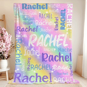 Personalized Colorful Gradient  Soft Throw Blanket with Name Birthday Christmas Gift for Kids Adults
