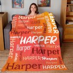 Personalized Colorful Gradient  Soft Throw Blanket with Name Birthday Christmas Gift for Kids Adults