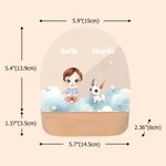 Personalized Zodiac Sign Cartoon Character Animals Oval LED Night Light with Name and Wooden Base Birthday Christmas Gift for Toddlers Kids