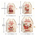 Personalized Cute Cartoon Santa Claus Snowflake Drawstring Christmas Gift Bag with Name Merry Christmas Gift for Kids Family
