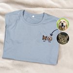 Personalized Embroidered Cartoon Dog Avatar 1-2 Photos T-shirt Sweatshirt Hoodie with Names Pet Party Birthday Gift for Cat Dog Pet Lovers