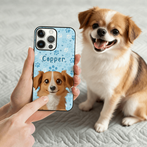 Gepersonaliseerd Cartoon Hond Huisdier Telefoonhoesje voor iPhone met Naam Dagelijks Gebruik Verjaardagscadeau voor Huisdierliefhebber Eigenaar