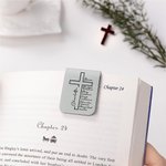 Personalized Cross Positive Bible Verse PU Leather Magnetic Bookmark Clip with Name Reading Supplies Birthday Gift for Christians Book Lovers