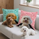 Personalized Paw Print Cute Cartoon Dog Soft Throw Pillow Cover with Name Home Decor Birthday Gift for Dog Owner Pet Lover