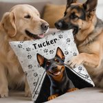 Personalized Paw Print Cute Cartoon Dog Soft Throw Pillow Cover with Name Home Decor Birthday Gift for Dog Owner Pet Lover