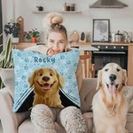 Personalized Paw Print Cute Cartoon Dog Soft Throw Pillow Cover with Name Home Decor Birthday Gift for Dog Owner Pet Lover