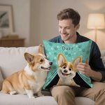Personalized Paw Print Cute Cartoon Dog Soft Throw Pillow Cover with Name Home Decor Birthday Gift for Dog Owner Pet Lover