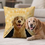 Personalized Paw Print Cute Cartoon Dog Soft Throw Pillow Cover with Name Home Decor Birthday Gift for Dog Owner Pet Lover