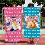 Personalisierte rosa Bogen Ball Sport schnell trocknen Mikrofaser Strand Handtuch mit Nummer und Name Strand Party Geburtstagsgeschenk für Frauen Sportliebhaber