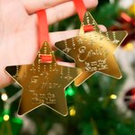 Personalized Santa Claus Elk Star Shape Acrylic Medal Ornament with Name and Card Home Decoration Christmas Gift for Kids