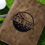 Henkilökohtainen PU Nahka Golf tuloskortin haltija alkuperäisellä ja nimellä Kilpailu Harjoittelutarvikkeet Syntymäpäivä Pelipäivä Lahja miehelle Golf Loverille