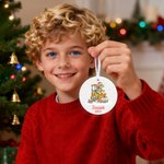 Personalized Cute Dinosaur Construction Vehicle Heart Circular Hanging Ornament Home Decor Christmas Gift for Toddler Boys