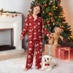 Personalisierte 1-5 Haustier Fotos Multicolor weiche lange Ärmel Pyjama Matching Set mit Namen Geburtstag Weihnachten Geschenk für Kinder Familie