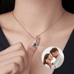 Personalized Infinity Photo Projection Zircon Necklace with Heart Dainty Jewellery Anniversary Birthday Memorial Gift for Women