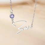 Collier Personnalisé avec Pierres de Naissance et Pendentif en Forme de Nom Bijoux Exquis Cadeau d'Anniversaire pour les Femmes