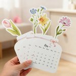 Personalisierte Aquarell Floral 2026 Tischkalender mit Gravur Text und hölzernen Sockel Home Decor Neujahr Geschenk für Familie Freunde