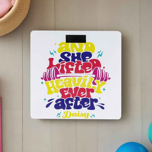 Personalized Barbell She Lifted Heavily Ever After Electronic Scale with Name and LED Display Daily Accessories Birthday Gift for Women