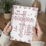 Personalized Floral Cross Bible Verse  A5 Spiral Journal Notebook with Name and 120 Lined Pages First Communion Baptism Gift for Girls Christians