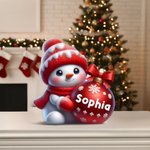 Gepersonaliseerd Multikleur Schattig Sneeuwpop Kerstbal Ornament met Naam Kerstdecoratie Kerst Cadeau voor Familie en Vrienden