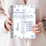 Personalized Floral Cross Bible Verse  A5 Spiral Journal Notebook with Name and 120 Lined Pages First Communion Baptism Gift for Girls Christians